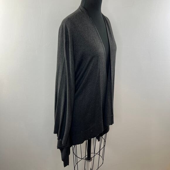 Cut 25 Open Front Cardigan Sweater Gray Leather Accents Long Sleeve Size 4 - Picture 5 of 9
